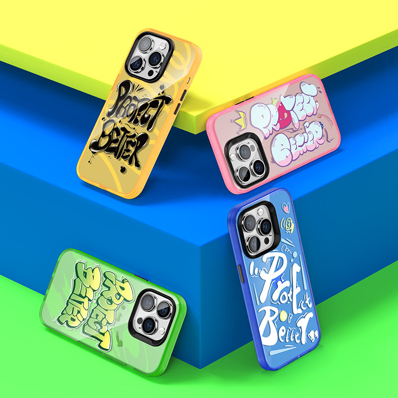 Apple iPhone 14 Pro Max Kılıf Airbagli TPU Yazı Temalı Benks Dynamic New Kapak Turuncu