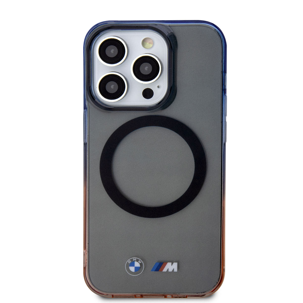 Apple iPhone 14 Pro Max Kılıf BMW Magsafe Şarj Özellikli Transparan Renk Geçişli Dizayn Kapak Gri