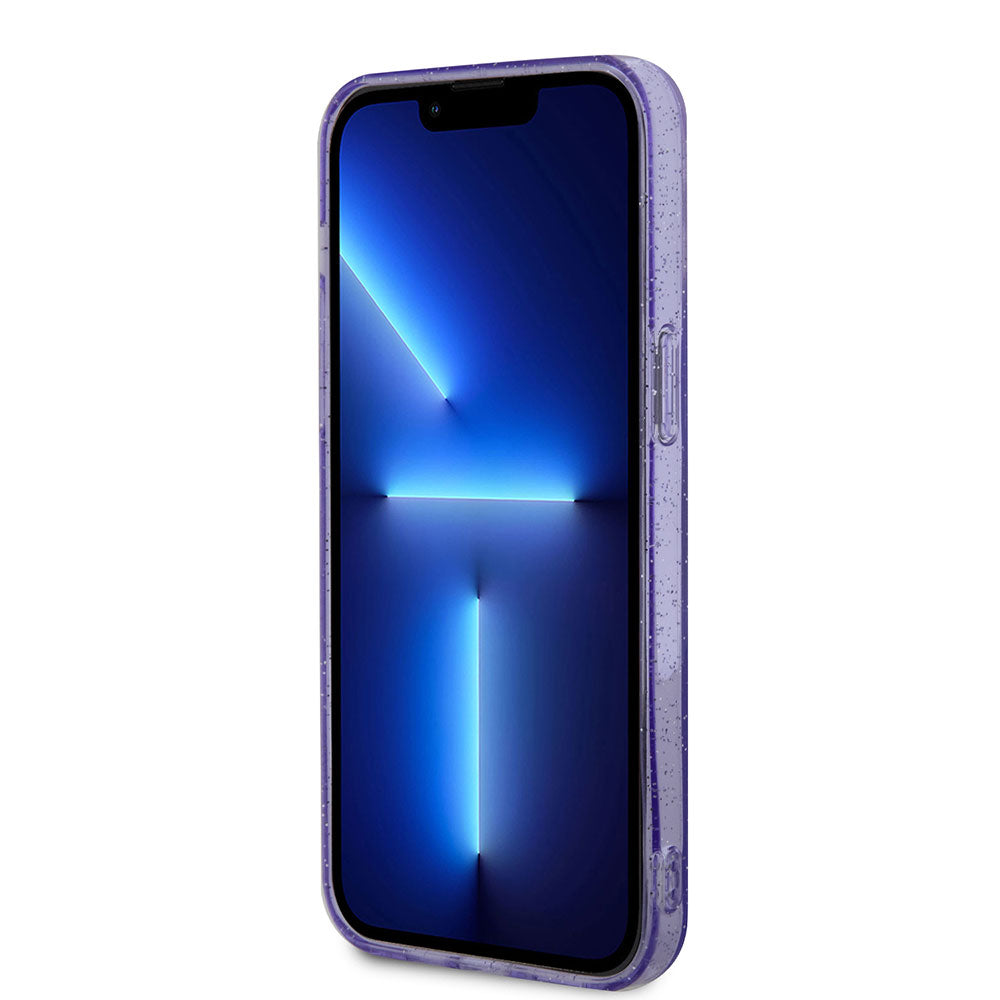Apple iPhone 14 Pro Max Kılıf GUESS Magsafe Şarj Özellikli Glitter Kapak Mor