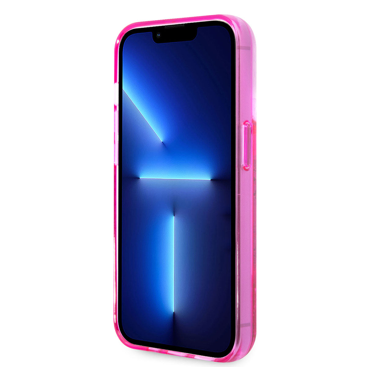 Apple iPhone 14 Pro Max Kılıf GUESS Transparan Sıvılı Simli Dizayn Kapak Pembe