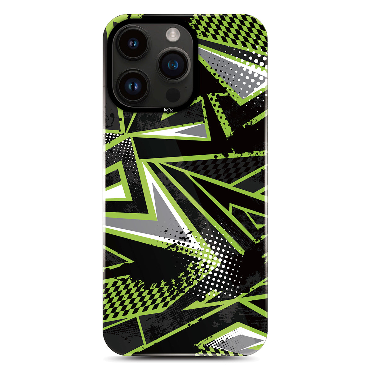 Apple iPhone 14 Pro Max Kılıf HD Desenli Kajsa Shield Plus Grafiti Serisi Kapak Yeşil