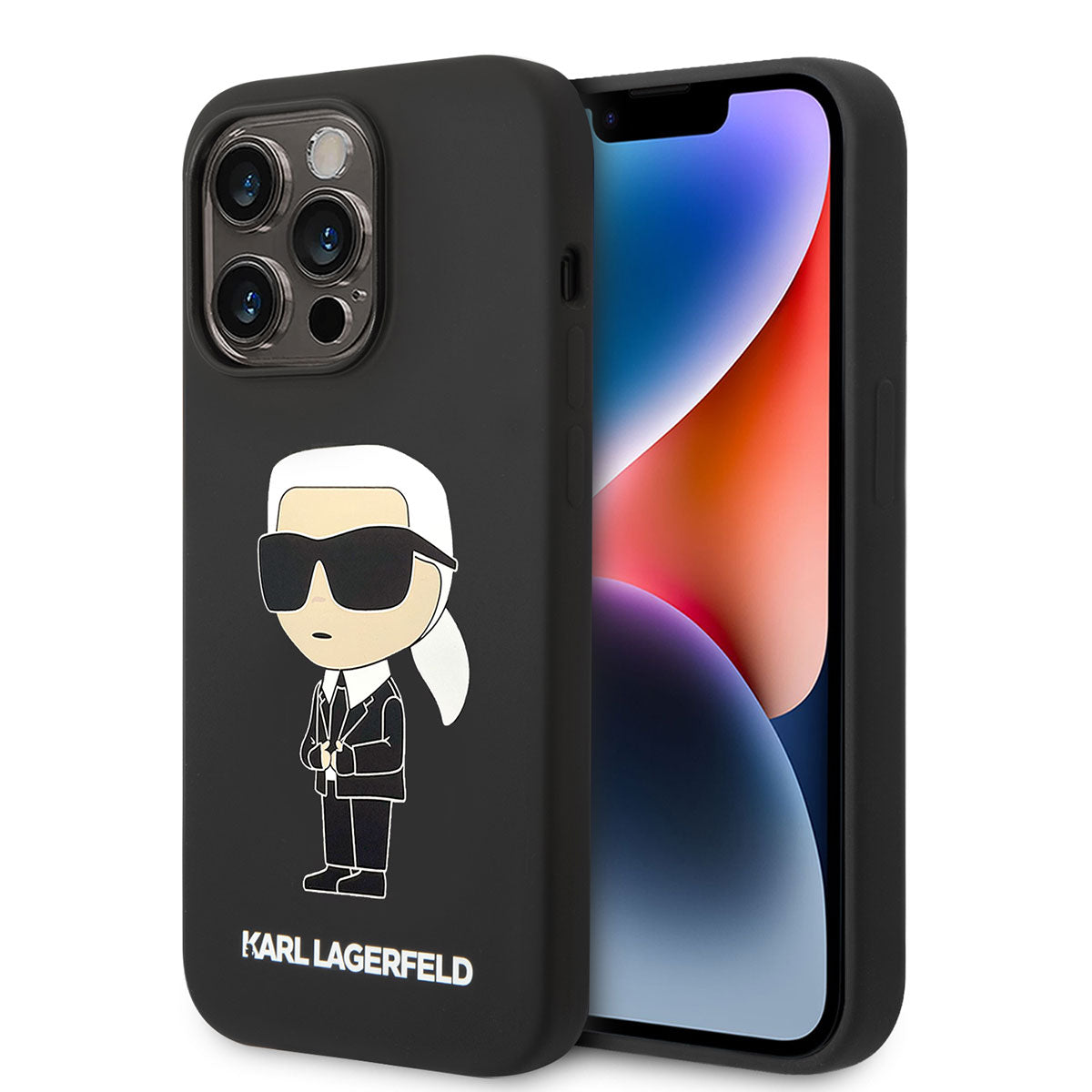 Apple iPhone 14 Pro Max Kılıf Karl Lagerfeld Magsafe Şarj Özellikli Silikon Karl Dizayn Kapak Siyah