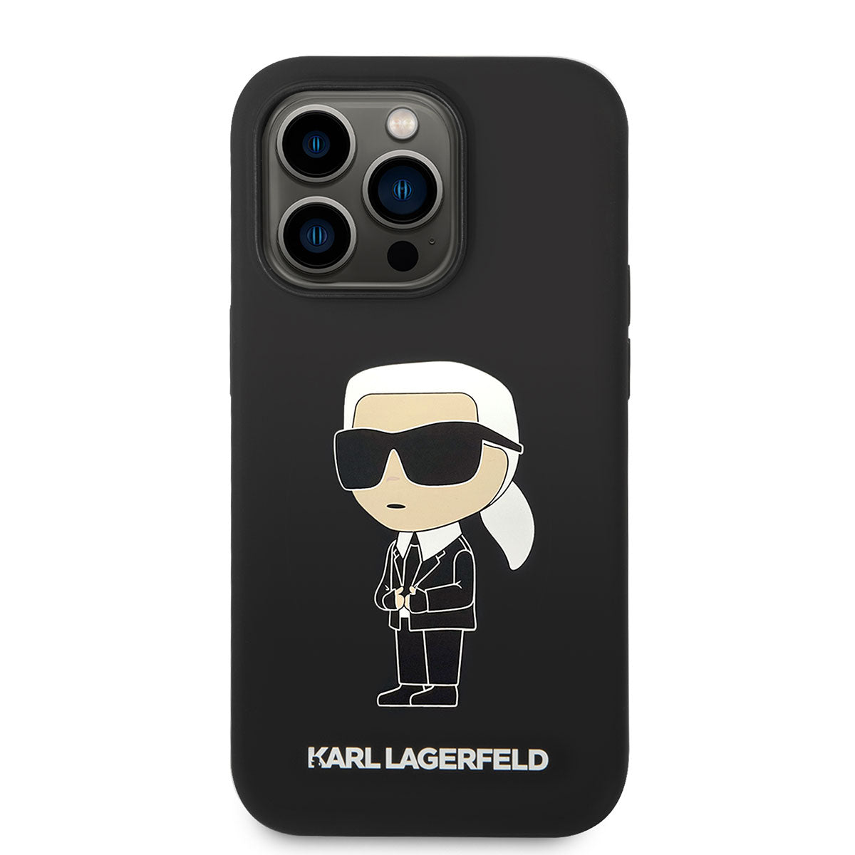 Apple iPhone 14 Pro Max Kılıf Karl Lagerfeld Magsafe Şarj Özellikli Silikon Karl Dizayn Kapak Siyah
