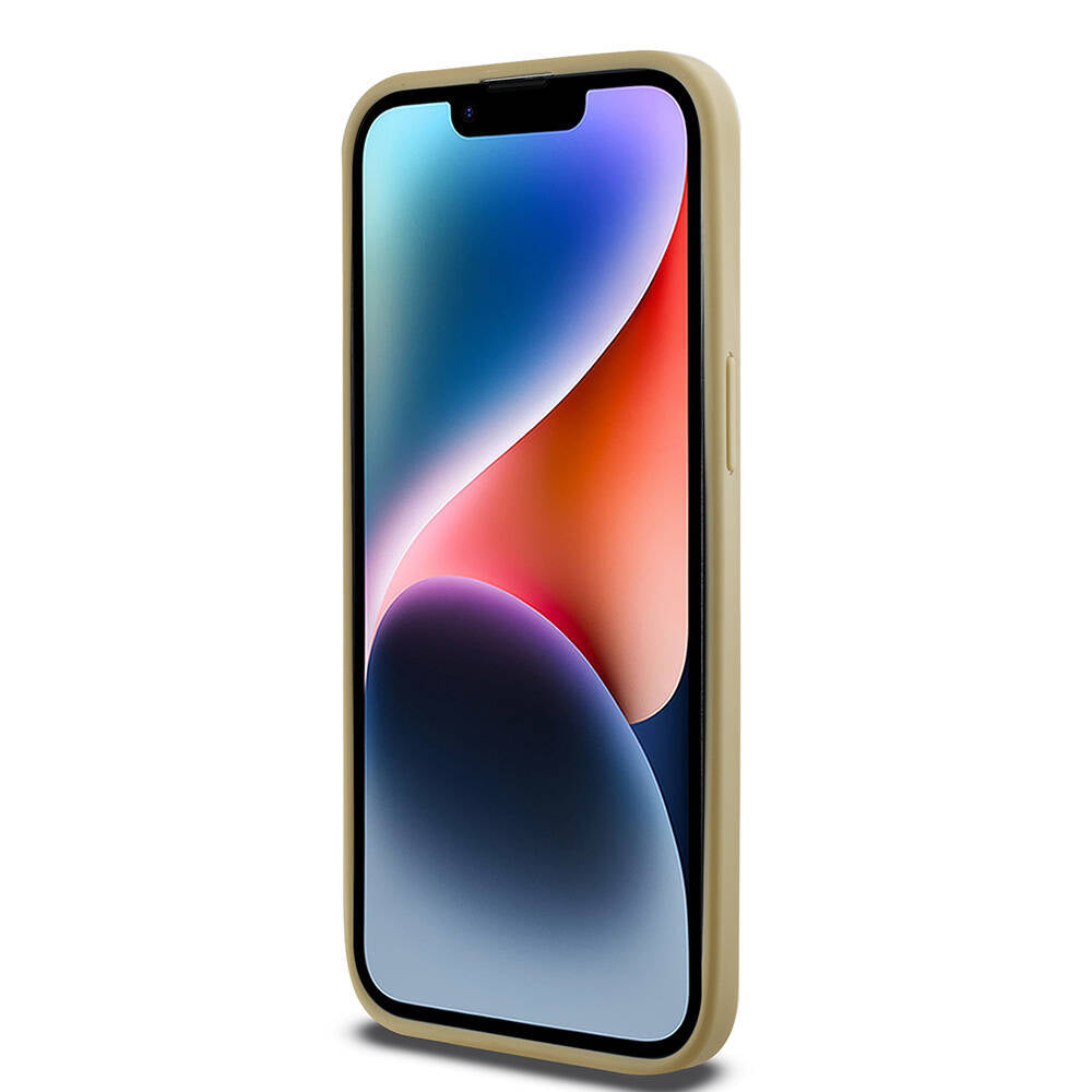 Apple iPhone 14 Pro Max Kılıf Karl Lagerfeld Orjinal Lisanslı 3D KL Yazılı Tüylü Arka Yüzey Saffiano Rhinestones Kapak Pembe