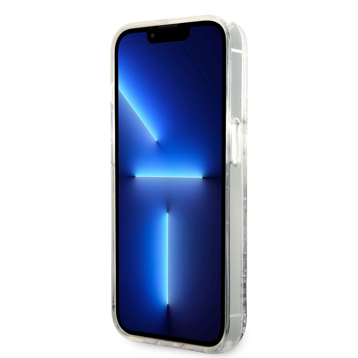 Apple iPhone 14 Pro Max Kılıf Karl Lagerfeld Sıvılı Simli Karl Head Dizayn Kapak Gümüş