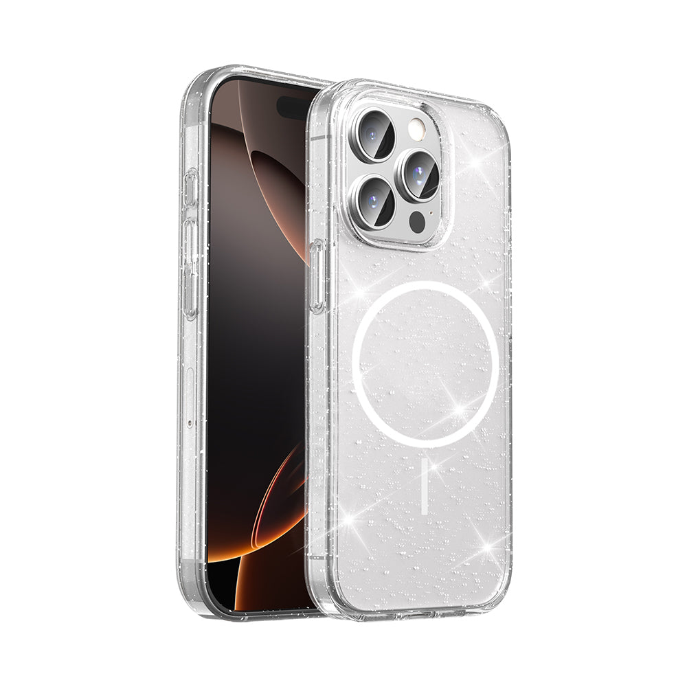Apple iPhone 14 Pro Max Kılıf M-safe Şarj Özellikli Parlayan Simli Saydam Renkli Zore Maris Kapak Şeffaf