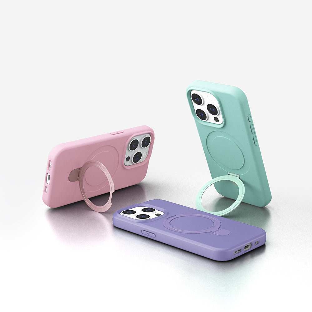 Apple iPhone 14 Pro Max Kılıf M-safe Şarj Özellikli Standlı Zore Samara Kapak Pembe