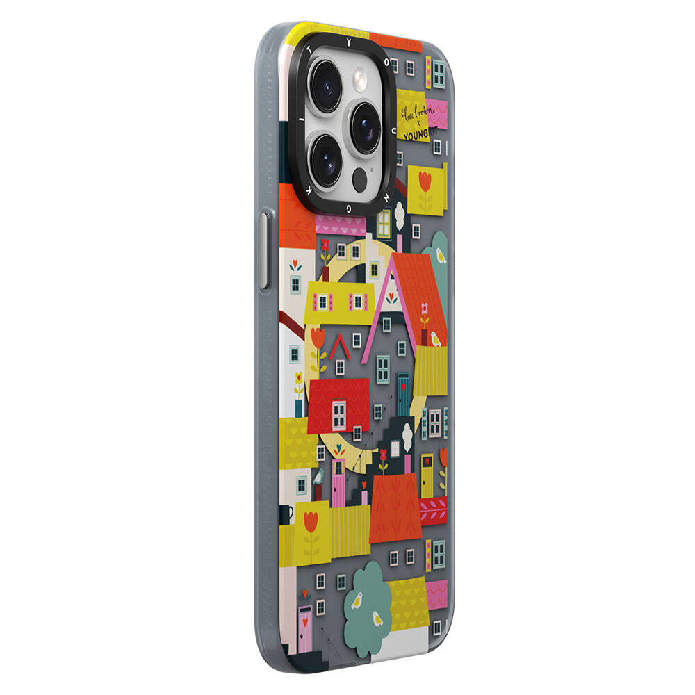 Apple iPhone 14 Pro Max Kılıf Magsafe Şarj Özellikli Bee Brown Tasarımlı Youngkit Colorful Life Serisi Kapak Turkuaz