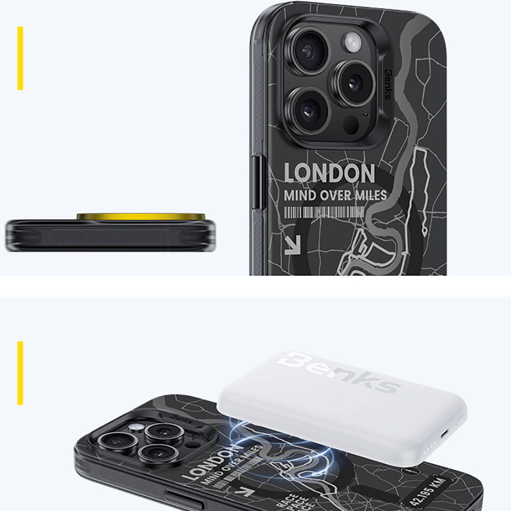 Apple iPhone 14 Pro Max Kılıf Magsafe Şarj Özellikli Benks City Serisi Kapak Siyah