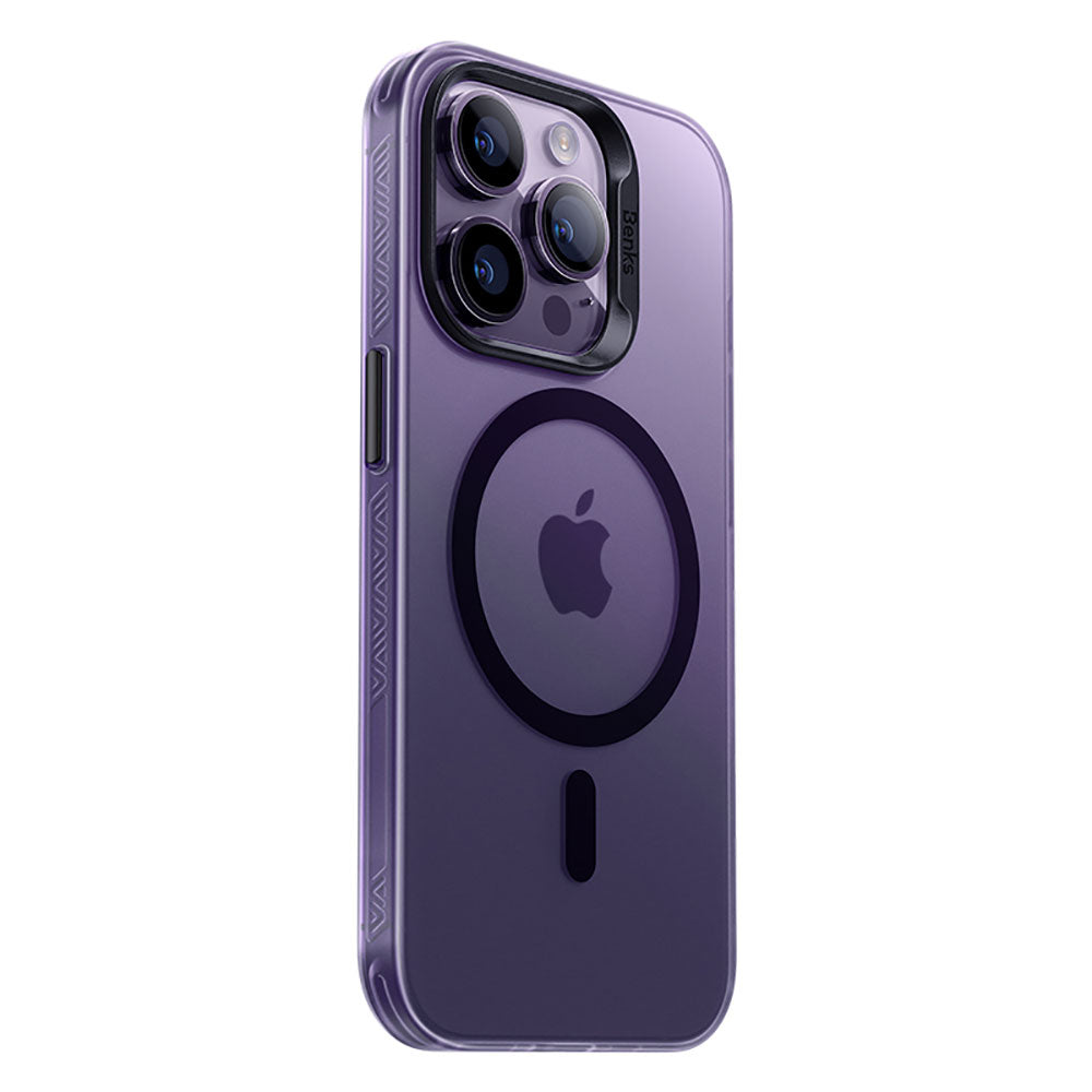 Apple iPhone 14 Pro Max Kılıf Magsafe Şarj Özellikli Benks Lucid Armor Kapak Derin Mor