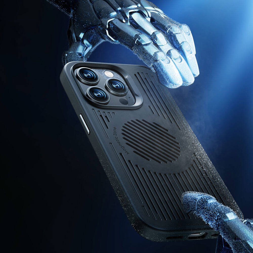 Apple iPhone 14 Pro Max Kılıf Magsafe Şarj Özellikli Düşme Dirençli Soğutucu Benks Biliz Kapak Siyah