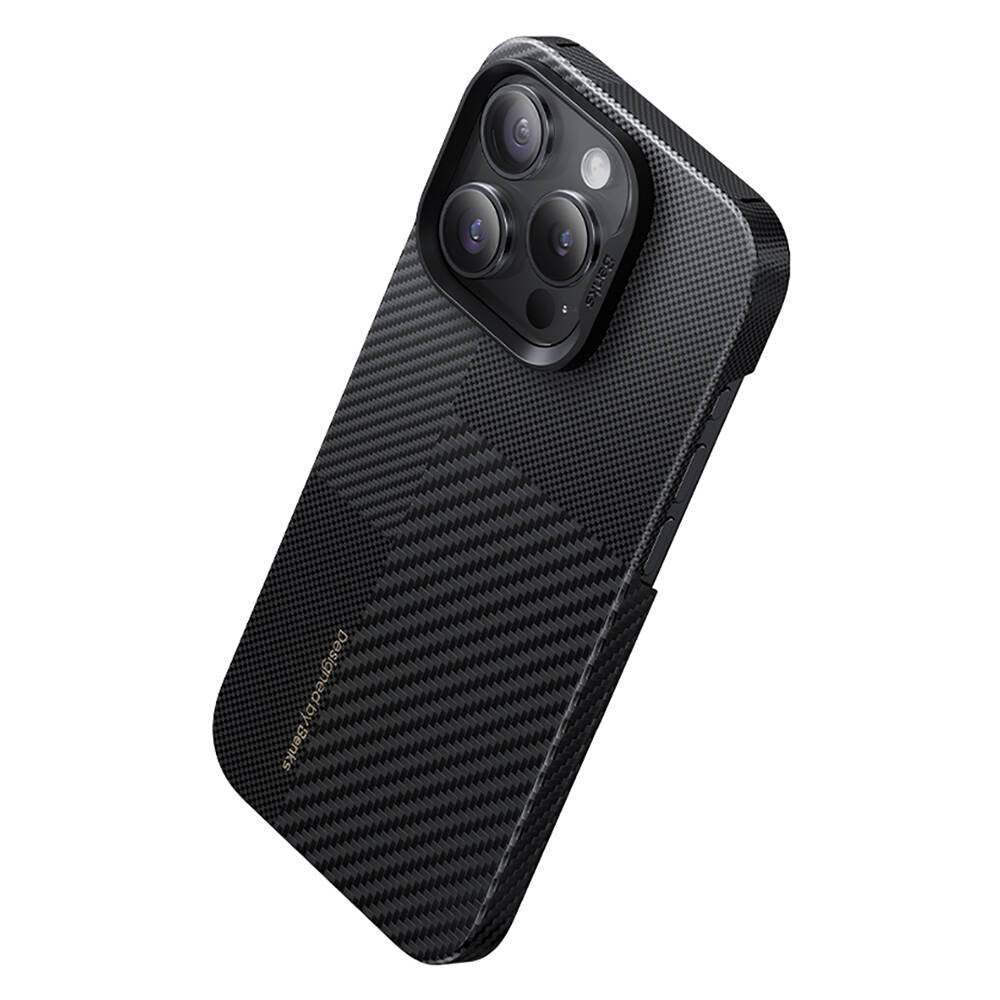 Apple iPhone 14 Pro Max Kılıf Magsafe Şarj Özellikli Karbon Fiber Benks Montage ArmorAir Kevlar Kapak Siyah