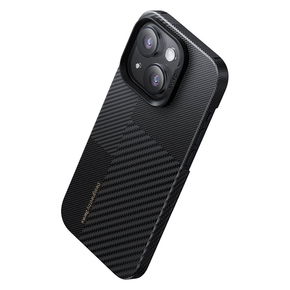 Apple iPhone 14 Pro Max Kılıf Magsafe Şarj Özellikli Karbon Fiber Benks Montage ArmorAir Kevlar Kapak Siyah