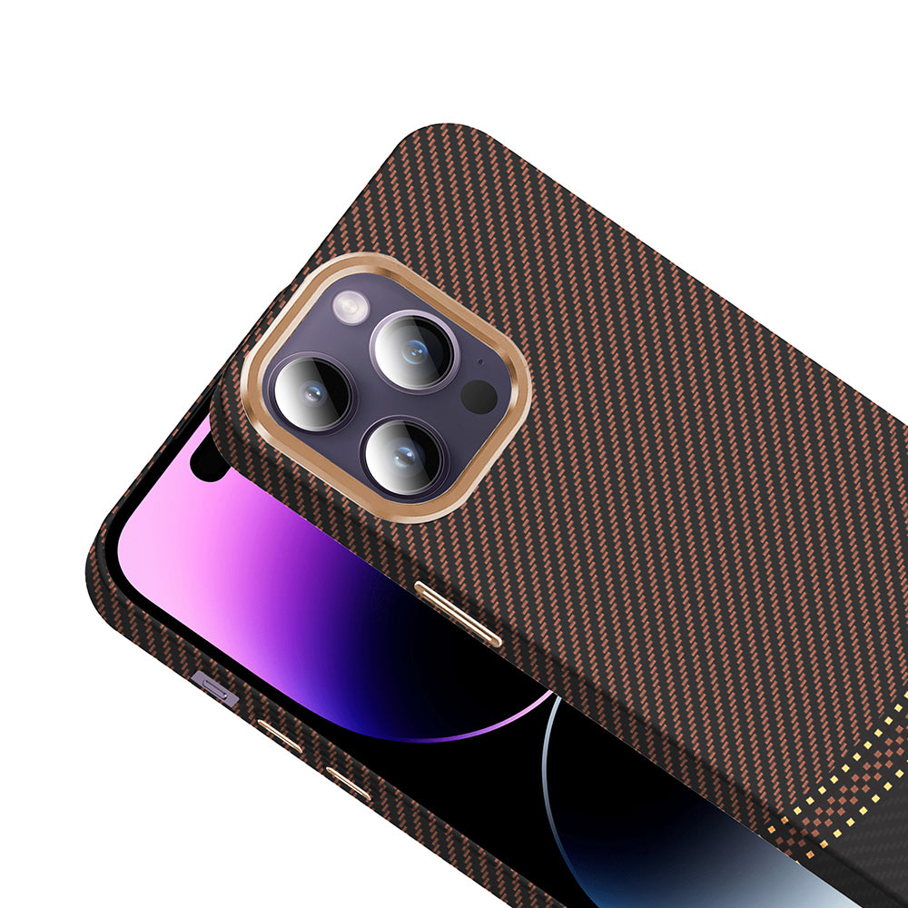 Apple iPhone 14 Pro Max Kılıf M-safe Şarj Özellikli Karbon Fiber Görünümlü Zore Gros Kapak Siyah-Lacivert