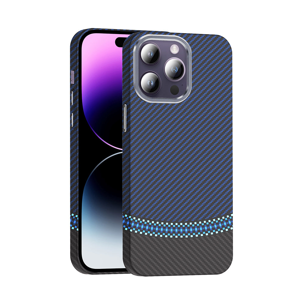 Apple iPhone 14 Pro Max Kılıf M-safe Şarj Özellikli Karbon Fiber Görünümlü Zore Gros Kapak Siyah