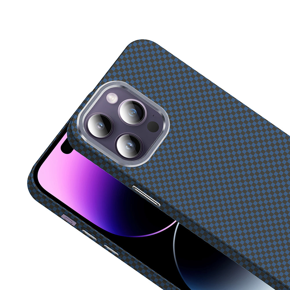 Apple iPhone 14 Pro Max Kılıf M-safe Şarj Özellikli Karbon Fiber Görünümlü Zore Gros Kapak Gri-Siyah