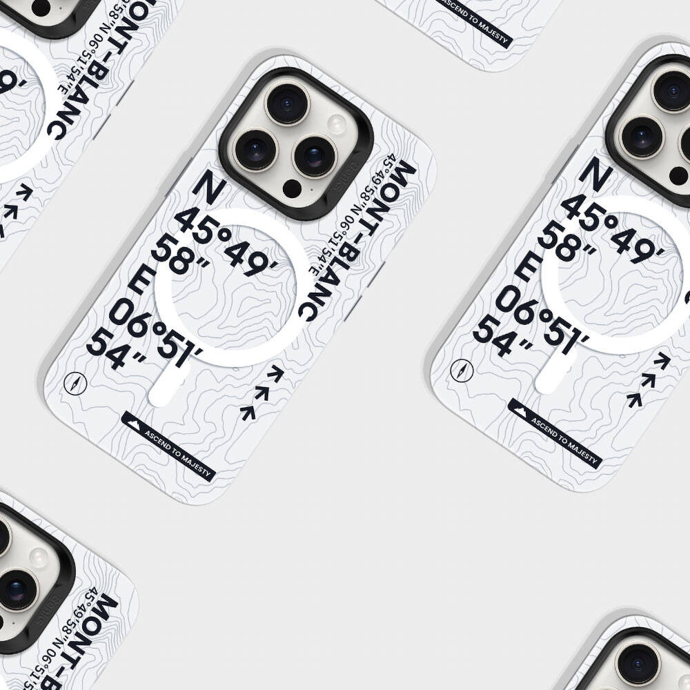 Apple iPhone 14 Pro Max Kılıf Magsafe Şarj Özellikli Koordinat Yazı Desenli Benks Summit Serisi Kapak Beyaz