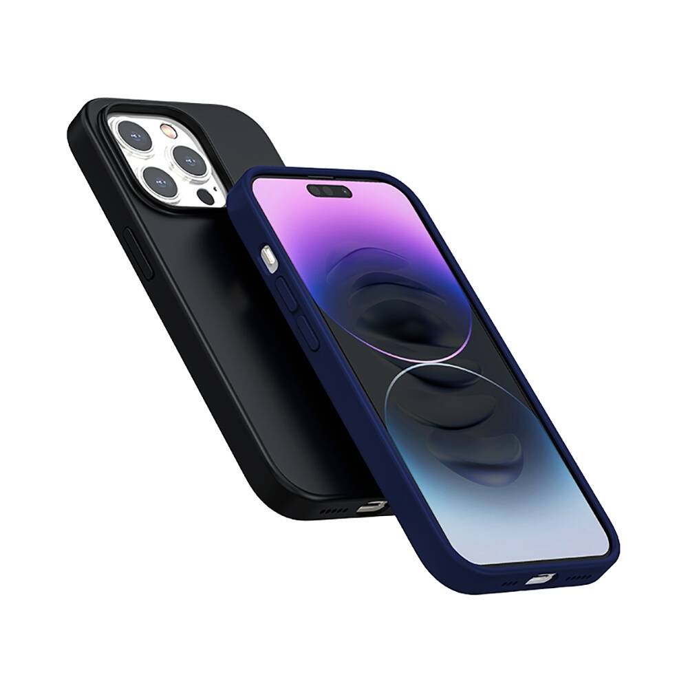 Apple iPhone 14 Pro Max Kılıf Magsafe Şarj Özellikli Liquid Silikon Recci Mousse Serisi Kapak Mavi