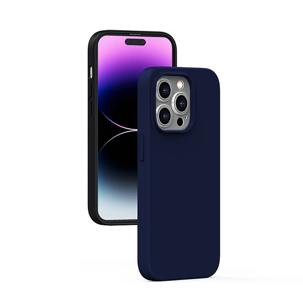 Apple iPhone 14 Pro Max Kılıf Magsafe Şarj Özellikli Liquid Silikon Recci Mousse Serisi Kapak Siyah