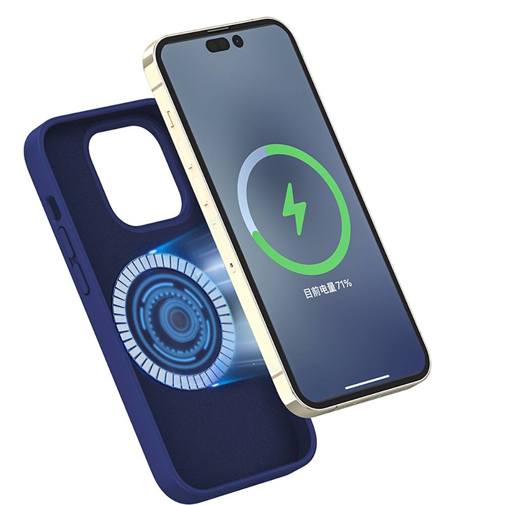 Apple iPhone 14 Pro Max Kılıf Magsafe Şarj Özellikli Liquid Silikon Recci Mousse Serisi Kapak Siyah