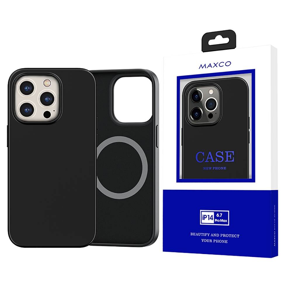 Apple iPhone 14 Pro Max Kılıf Magsafe Şarj Özellikli Liquid Silikon Recci Mousse Serisi Kapak Siyah