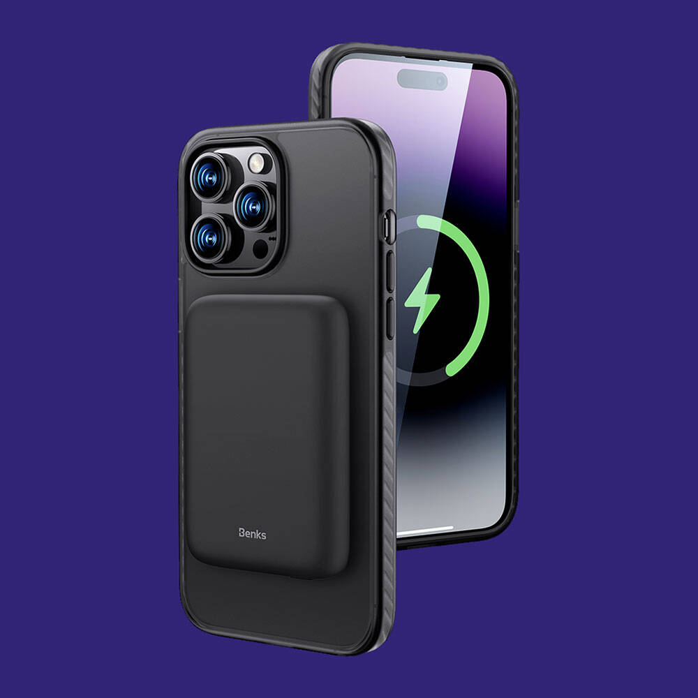 Apple iPhone 14 Pro Max Kılıf Magsafe Şarj Özellikli Mat Arka Yüzey Benks Drop Resistance Kapak Beyaz