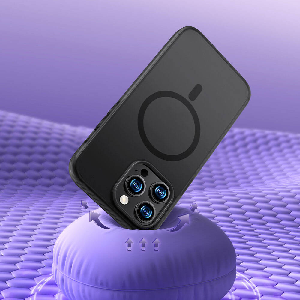 Apple iPhone 14 Pro Max Kılıf Magsafe Şarj Özellikli Mat Arka Yüzey Benks Drop Resistance Kapak Mavi