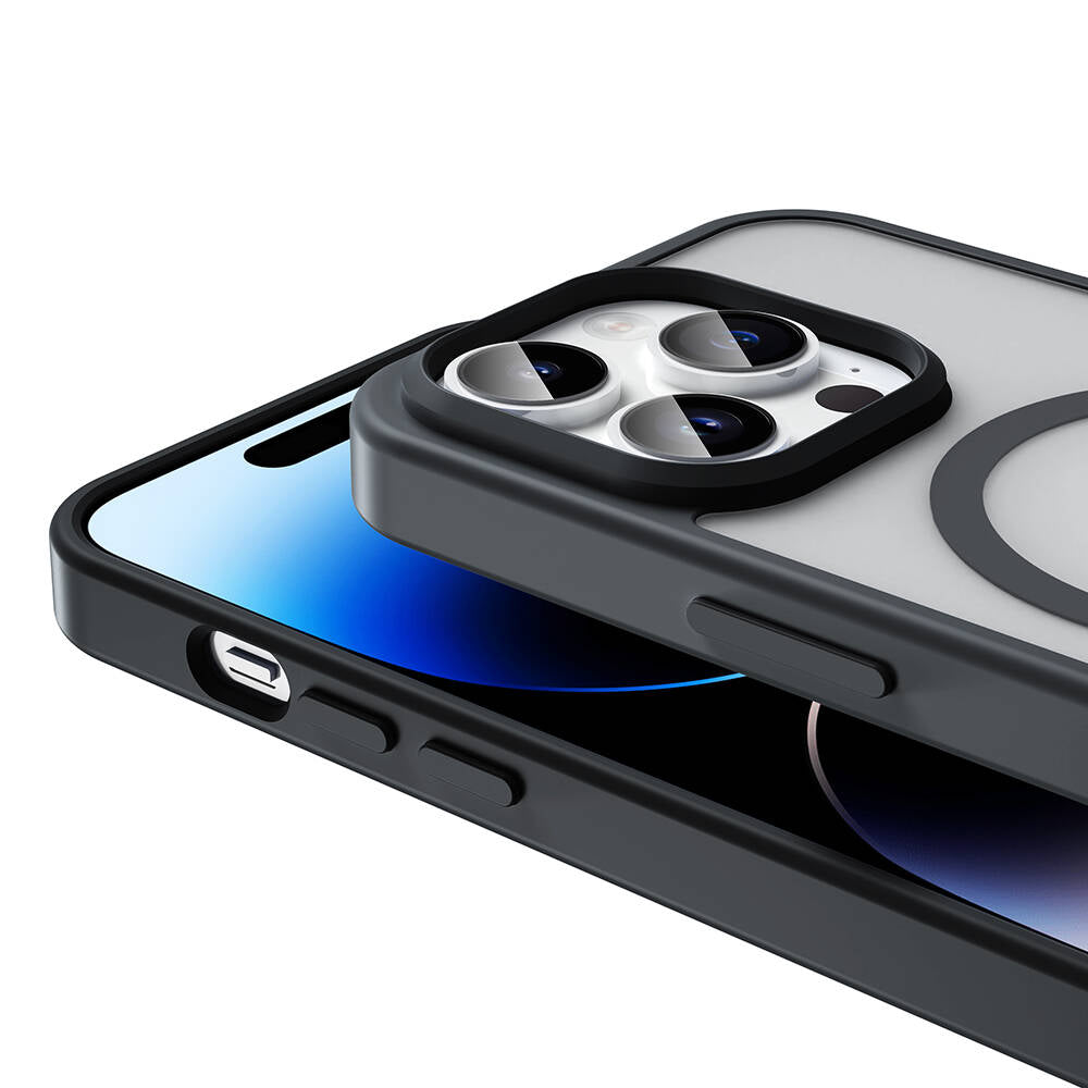 Apple iPhone 14 Pro Max Kılıf M-safe Şarj Özellikli Mat Arka Yüzey Zore Sio Kapak Siyah