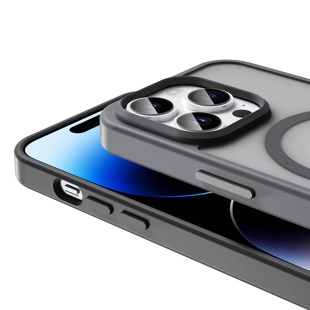 Apple iPhone 14 Pro Max Kılıf M-safe Şarj Özellikli Mat Arka Yüzey Zore Sio Kapak Derin Mor