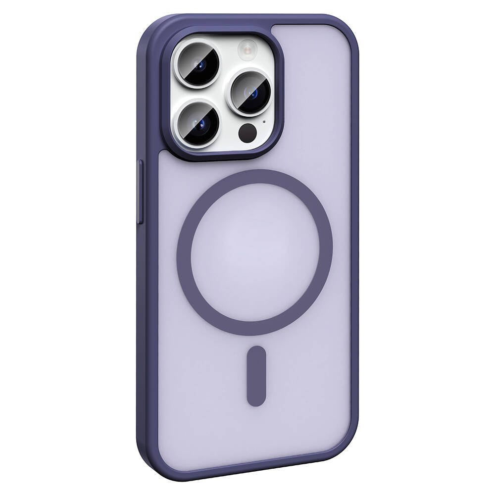 Apple iPhone 14 Pro Max Kılıf M-safe Şarj Özellikli Mat Arka Yüzey Zore Sio Kapak Koyu Mor