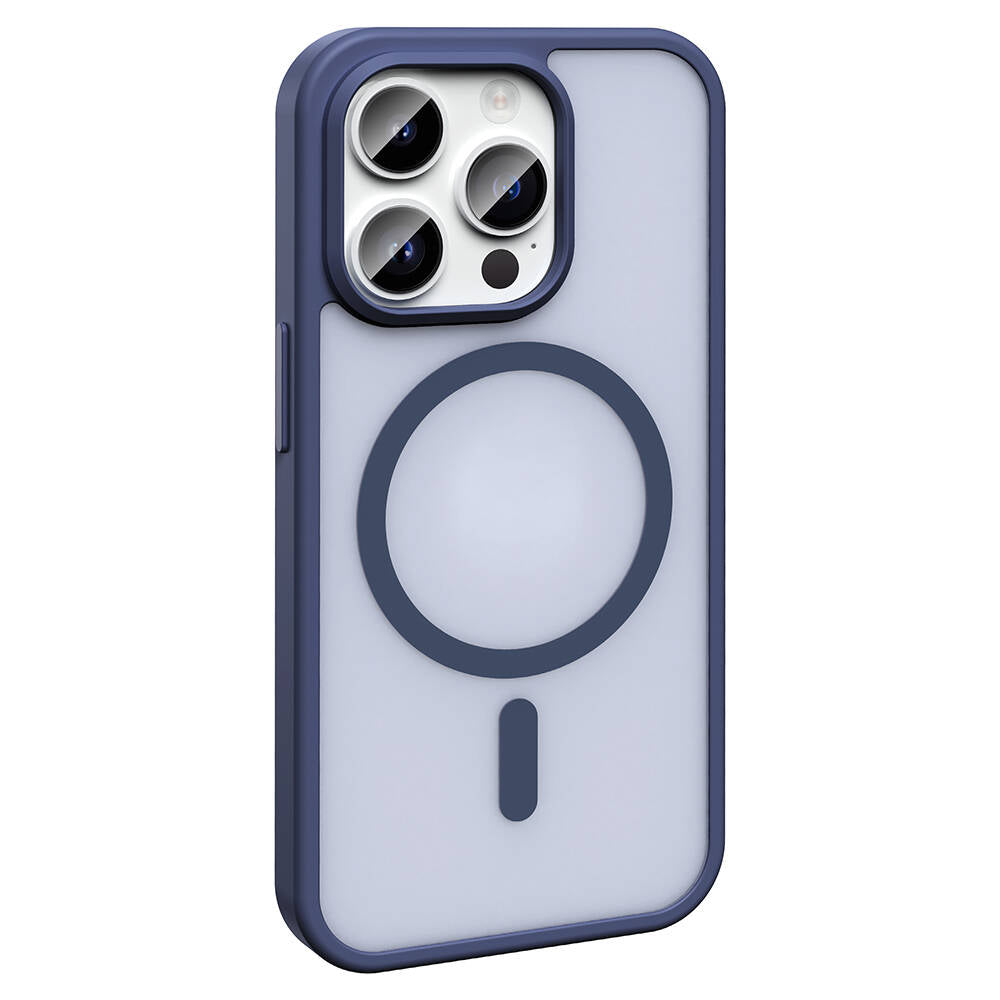 Apple iPhone 14 Pro Max Kılıf M-safe Şarj Özellikli Mat Arka Yüzey Zore Sio Kapak Lacivert