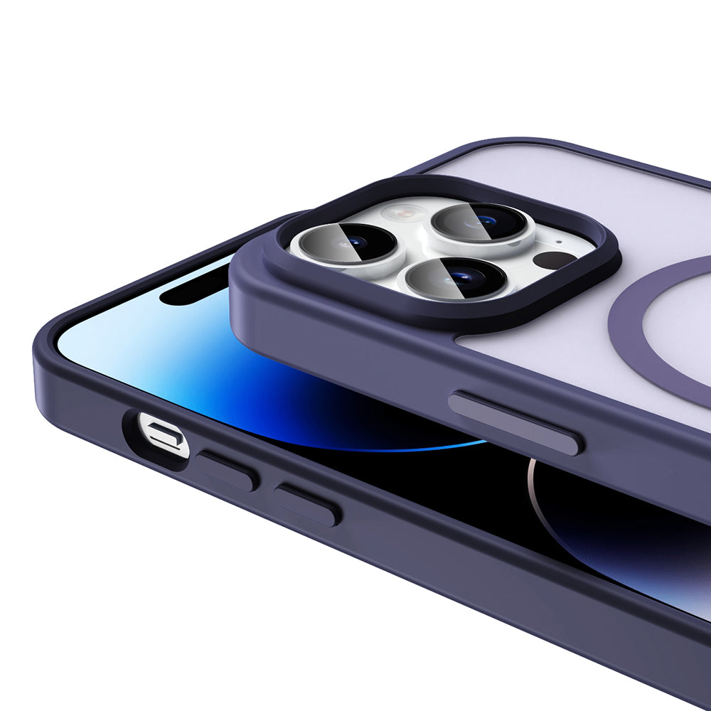 Apple iPhone 14 Pro Max Kılıf M-safe Şarj Özellikli Mat Arka Yüzey Zore Sio Kapak Koyu Mor