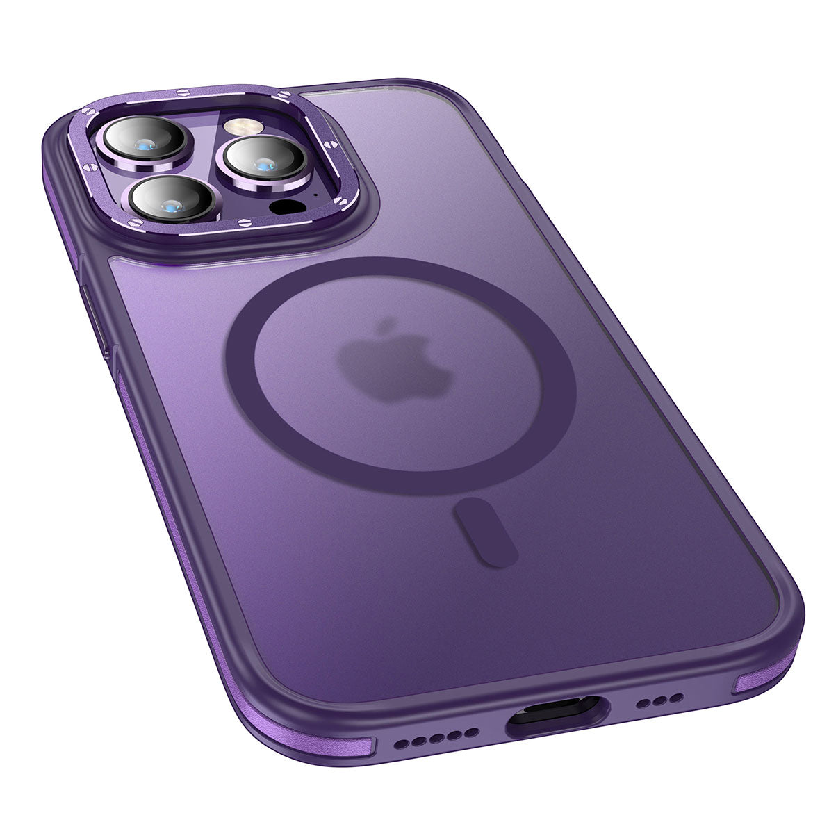 Apple iPhone 14 Pro Max Kılıf Magsafe Şarj Özellikli Mat Görünümlü Wlons Vevo Kapak Derin Mor
