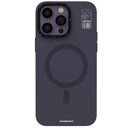 Apple iPhone 14 Pro Max Kılıf Magsafe Şarj Özellikli Standlı YoungKit Hermit Bracket Serisi Kapak Derin Mor