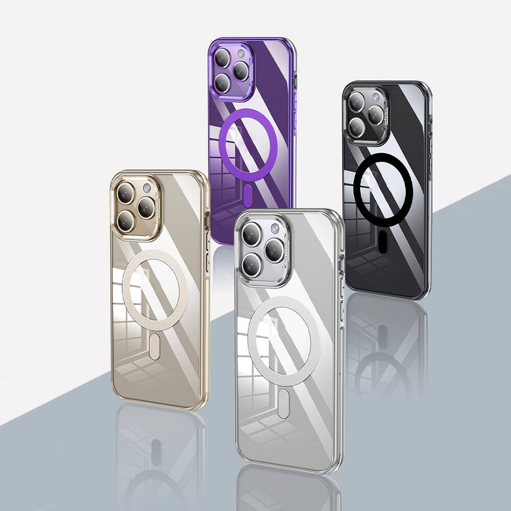 Apple iPhone 14 Pro Max Kılıf Magsafe Şarj Özellikli Wlons Standlı Efsane Kapak Gümüş