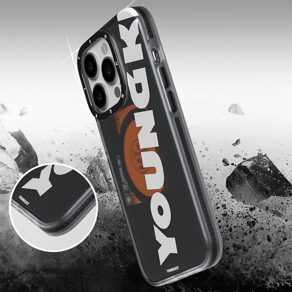 Apple iPhone 14 Pro Max Kılıf Magsafe Şarj Özellikli Youngkit Binfen Serisi Yazı Temalı Kapak Siyah