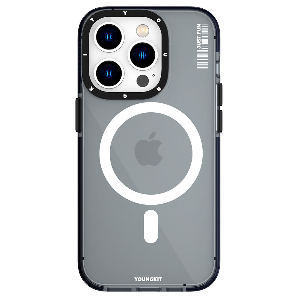 Apple iPhone 14 Pro Max Kılıf Magsafe Şarj Özellikli YoungKit Crystal Color Serisi Kapak Siyah