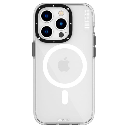 Apple iPhone 14 Pro Max Kılıf Magsafe Şarj Özellikli YoungKit Crystal Color Serisi Kapak Renksiz