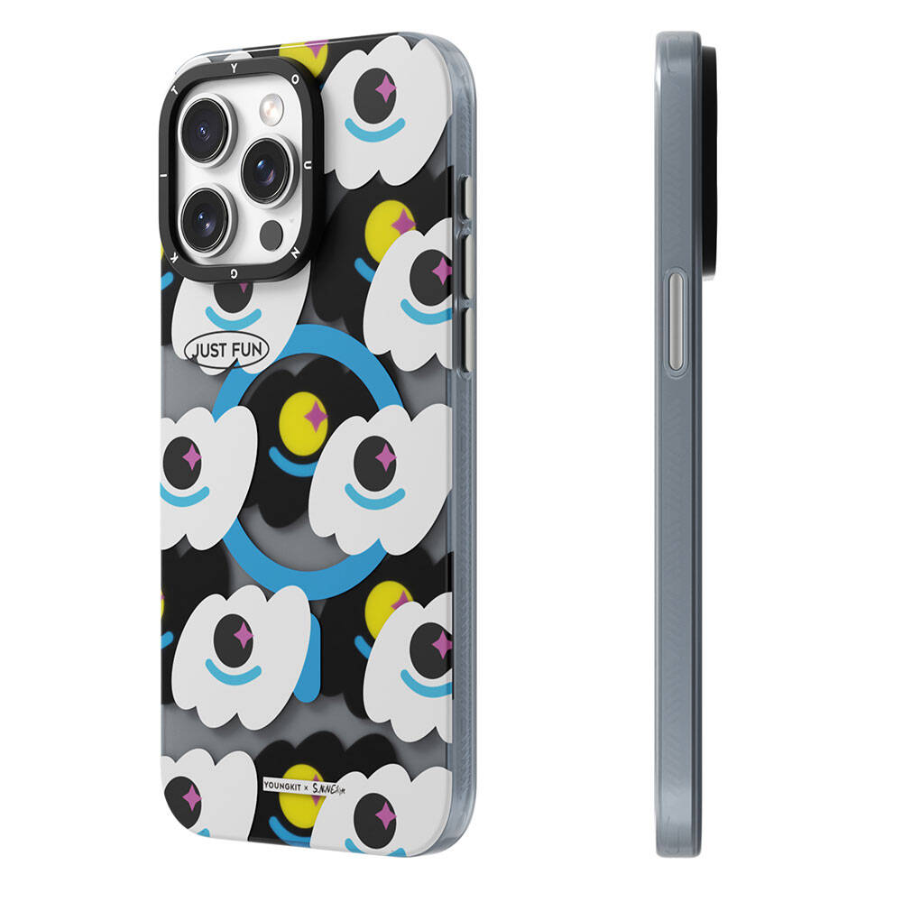 Apple iPhone 14 Pro Max Kılıf Magsafe Şarj Özellikli Youngkit Happy View Serisi Kapak Mavi