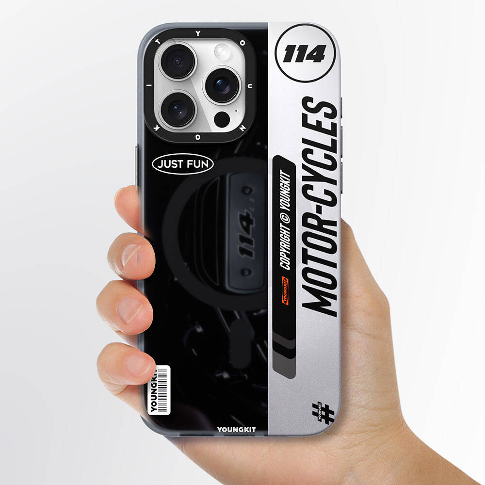 Apple iPhone 14 Pro Max Kılıf Magsafe Şarj Özellikli Youngkit Motorcycle Legend Serisi Kapak Yeşil