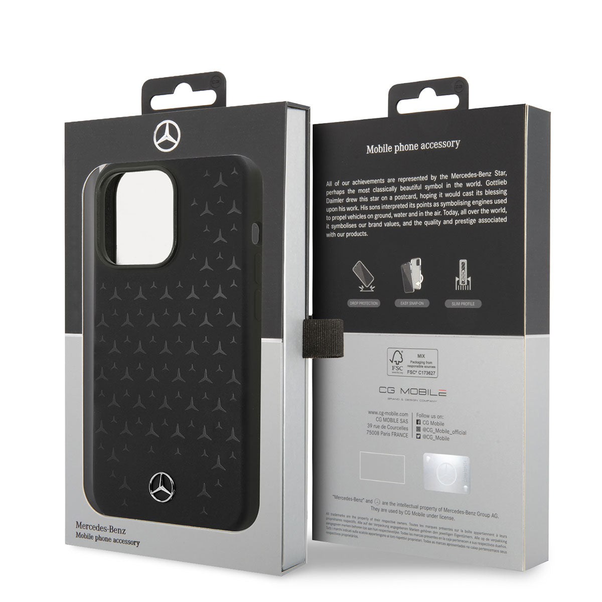 Apple iPhone 14 Pro Max Kılıf Mercedes Benz Magsafe Şarj Özellikli Yıldızlı Dizayn Silikon Kapak Siyah