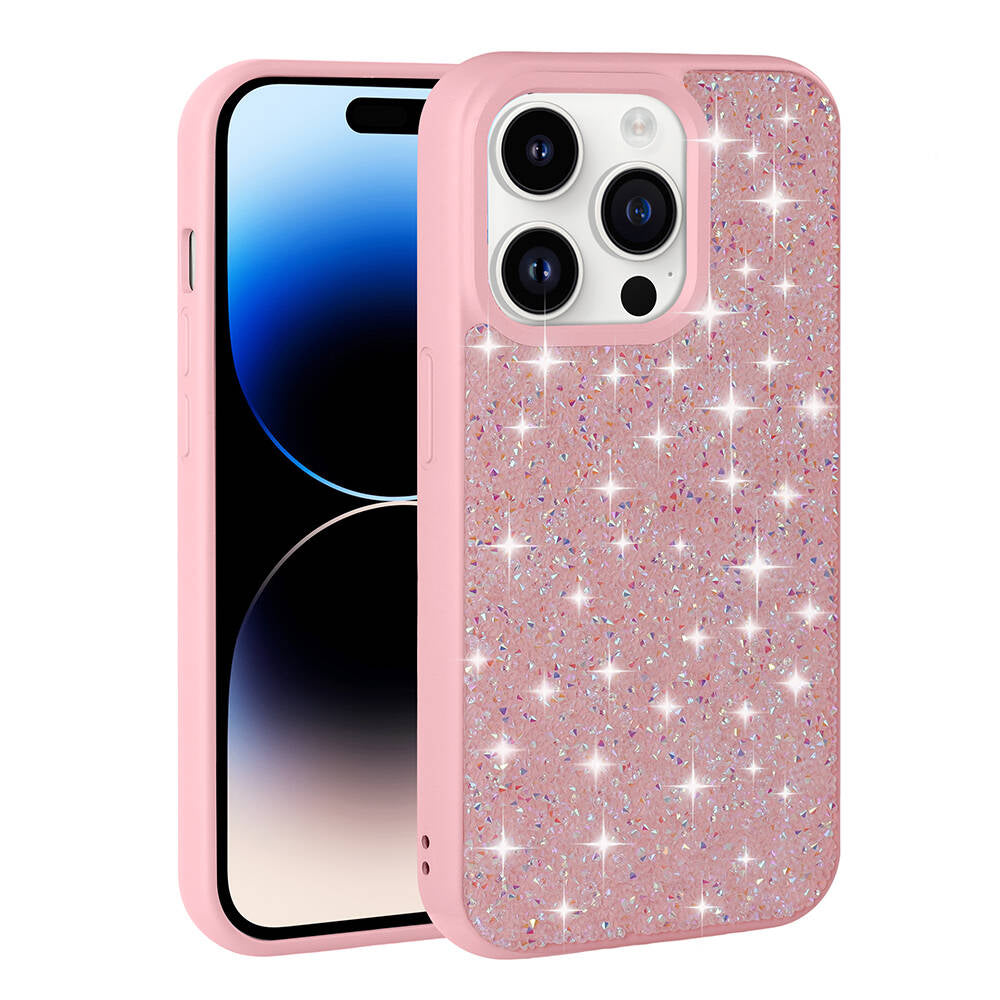 Apple iPhone 14 Pro Max Kılıf Parlak Taşlı Tasarım Zore Pırlanta Kapak Beyaz