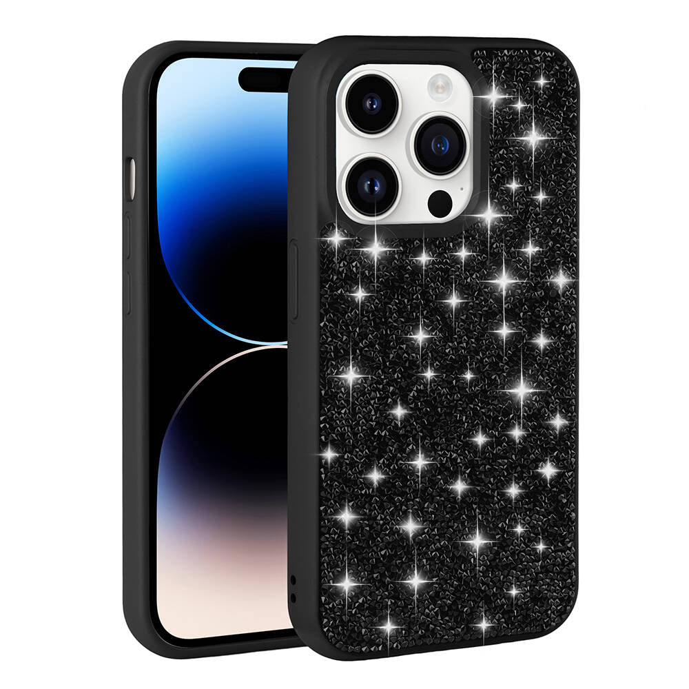 Apple iPhone 14 Pro Max Kılıf Parlak Taşlı Tasarım Zore Pırlanta Kapak Beyaz