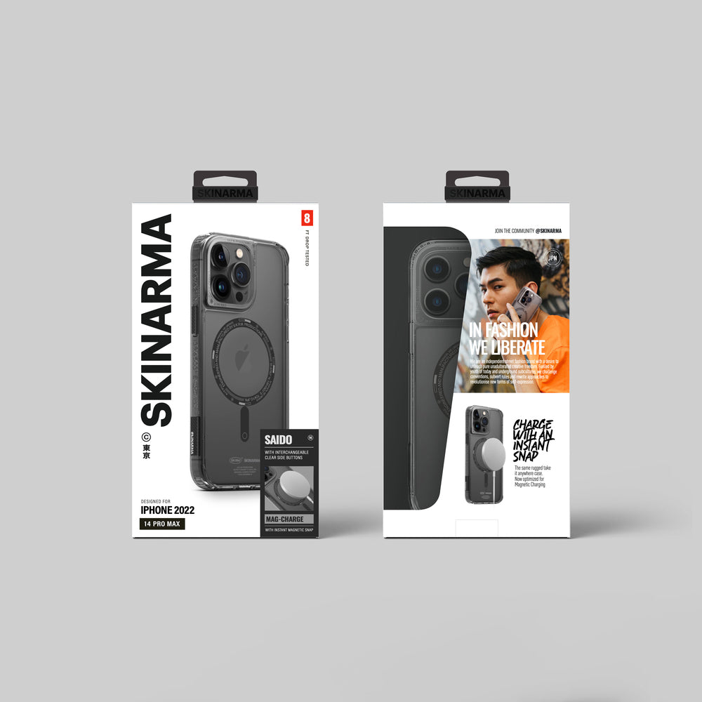 Apple iPhone 14 Pro Max Kılıf SkinArma Şeffaf Airbag Tasarımlı Magsafe Şarj Özellikli Saido Kapak Mor