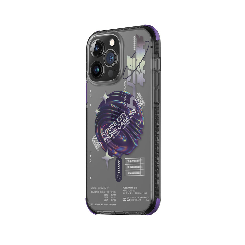 Apple iPhone 14 Pro Max Kılıf SkinArma Şeffaf Airbag Tasarımlı Magsafe Şarj Özellikli Shorai Kapak Mor