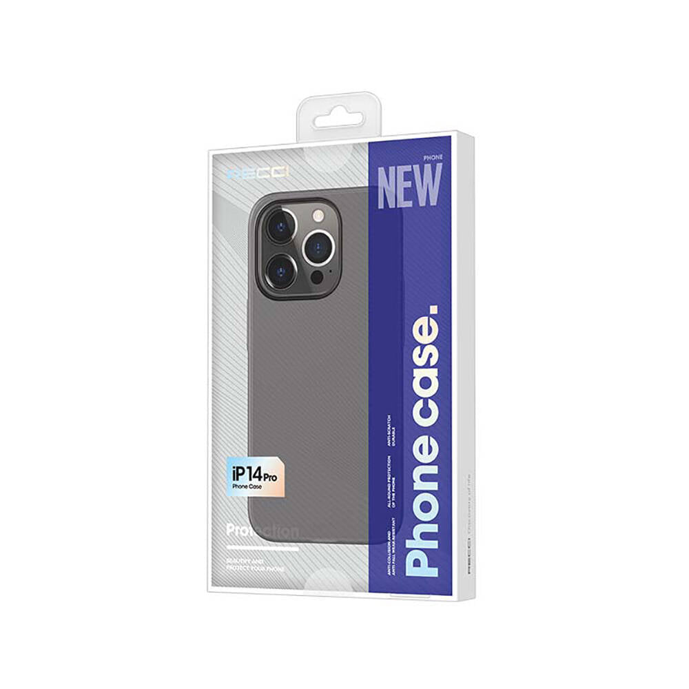 Apple iPhone 14 Pro Max Kılıf Ultra İnce Mat PC Arka Yüzey Recci Elite Serisi Kapak Gri