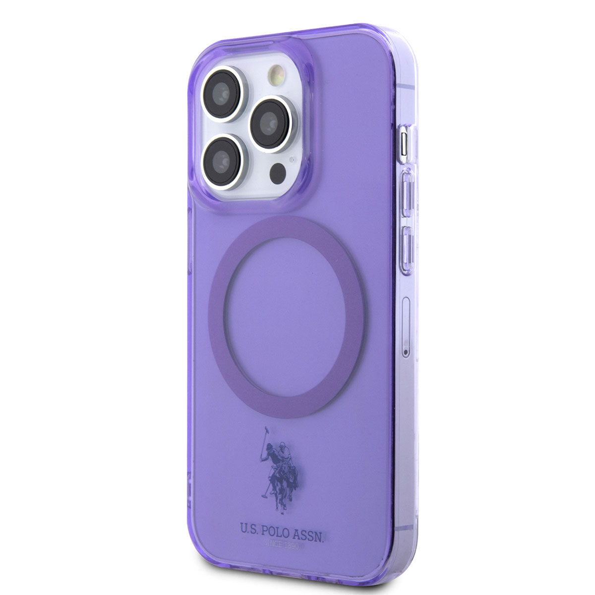 Apple iPhone 14 Pro Max Kılıf U.S. POLO ASSN. Magsafe Şarj Özellikli Transparan Tasarım Kapak Pembe