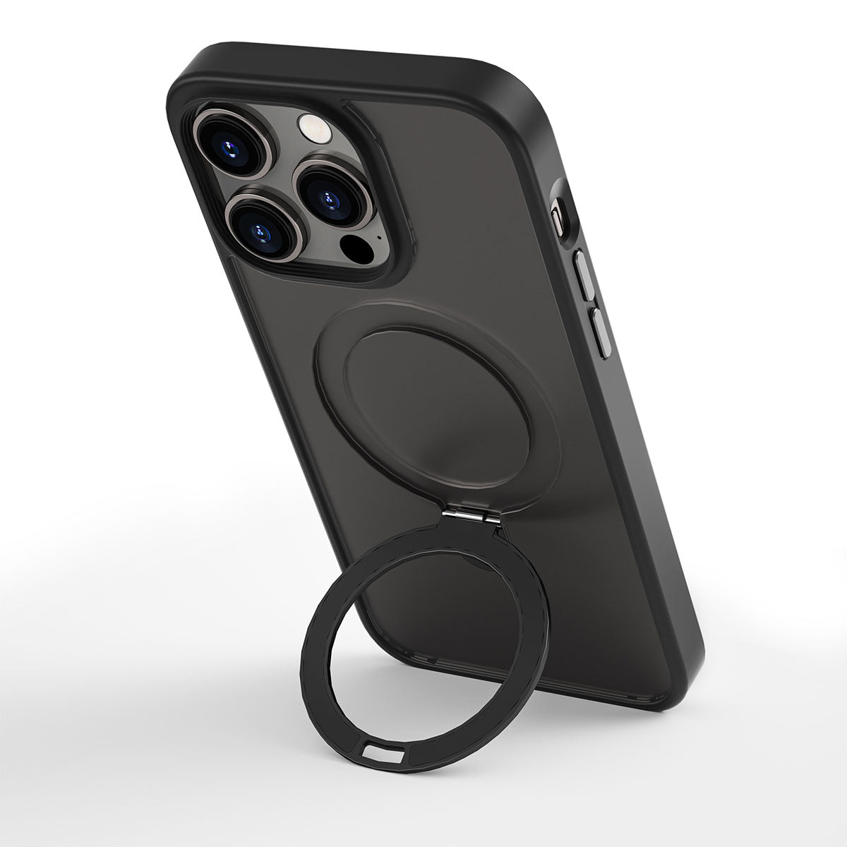 Apple iPhone 14 Pro Max Kılıf Wiwu ZMM-010 Magsafe Şarj Özellikli Parmak İzi Bırakmayan Mat Transparan Standlı Kapak Derin Mor