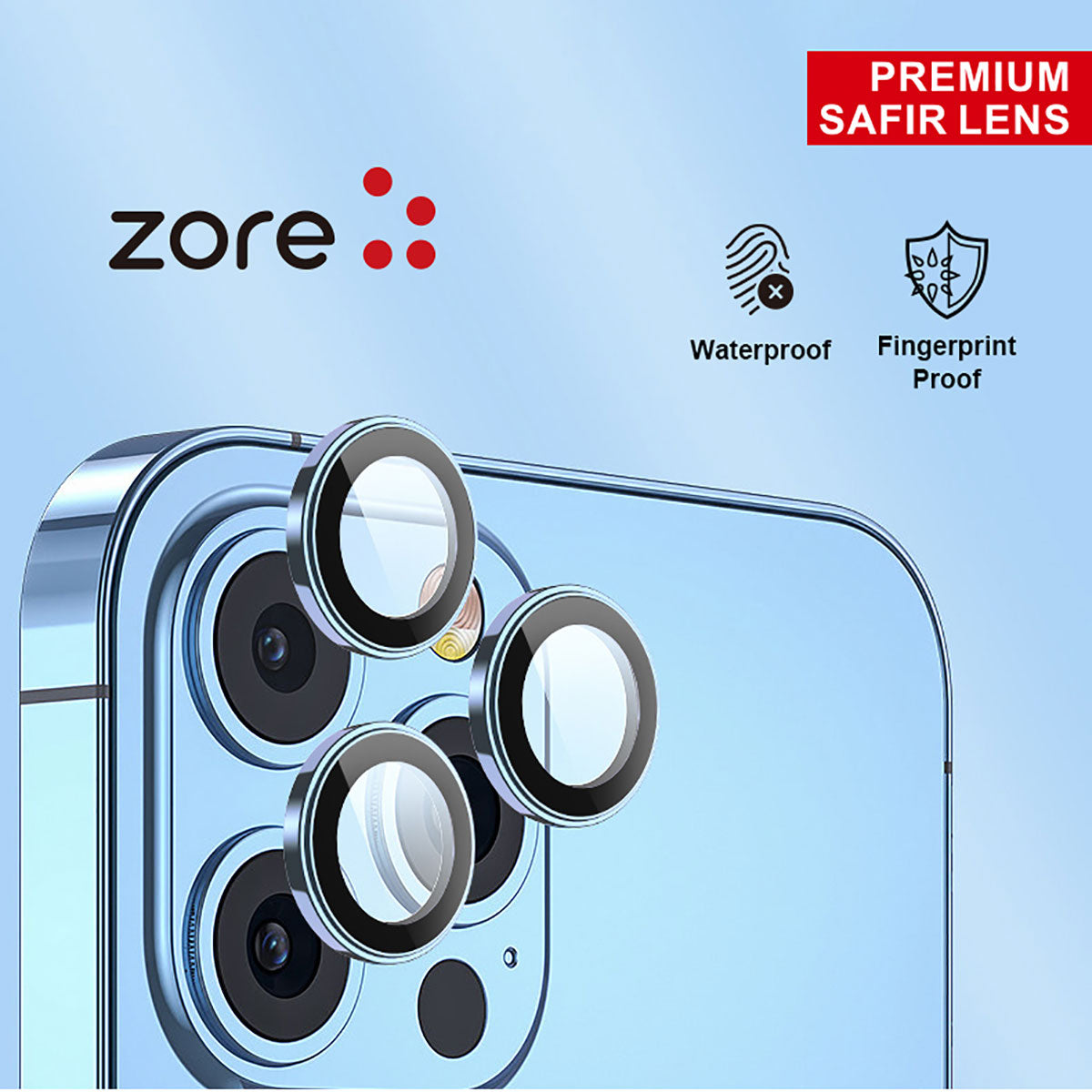 Apple iPhone 14 Pro Zore CL-12 Premium Safir Parmak İzi Bırakmayan Anti-Reflective Kamera Lens Koruyucu Derin Mor