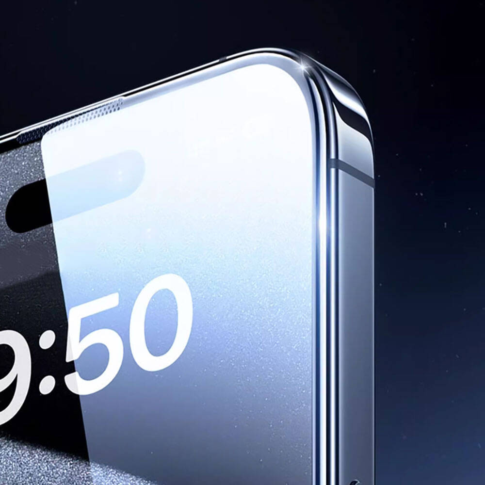 Apple iPhone 14 Wiwu GT-008 Polimer Oleofobik Kaplama Şeffaf Pürüzsüz Temperli Cam Ekran Koruyucu 10'lu Paket Siyah